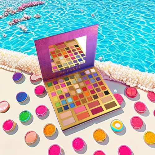 ecofavor DE¡¯LANCI Professional Eyeshadow Makeup Platte,62 Colors Big Colorful Matte Glitter Long Lasting Highly Pigmented Waterproof Eye Shadow Contour Blush Powder Highlighter All in One