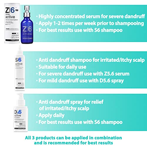 Napura S6 Anti Dandruff Shampoo with Tea Tree Oil & Zinc 6.76 fl oz - Natural Itchy Scalp Treatment, Sulfate-Free, for Men & Women