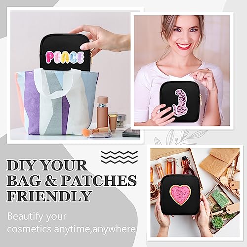 9 Pcs Mini Makeup Bags Bulk Nylon Cosmetic Bags for Purse Travel Bag Pouch Toiletry Organizer Pouches Bag for Women, Small Zipper Pouch Preppy Coin Purse for Custom Birthday Gifts (Black)