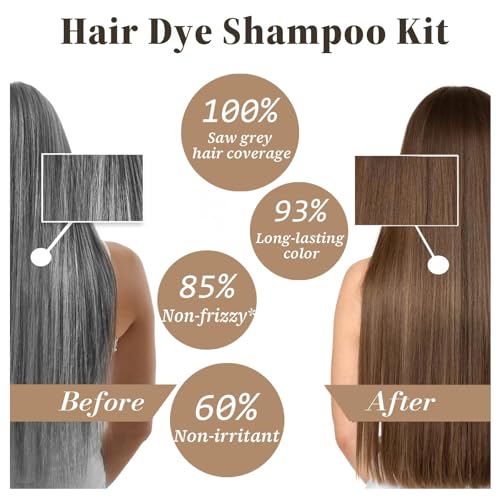 iemoKoda Light Brown Hair Dye Shampoo 3-in-1 for Men & Women, Semi-Permanent Root Touch Up, Damage-Free, 16.9 Fl Oz