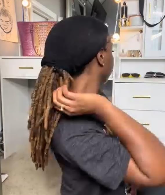 Hairweave Sleeve for Locs,Hair Weave Sleeve for Locs with Drawstring,Fashionable Design - Haircare for Wig,Extra Long Wig Breathable Stretchy with Elastic for Bun Faux Hair,For Black Women(Black)(Blac