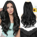 ALXNAN 24" Black Wavy Layered Clip-In Hair Extensions for Women
