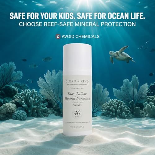Kids Mineral Sunscreen SPF 40 Vanilla No White Cast 3.4 Fl Oz - Clean + Kind