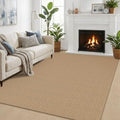 Earthall Woven Area Rug 5x7 Ft Washable Non Slip Living Room Carpet - Orange/Tan/Brown