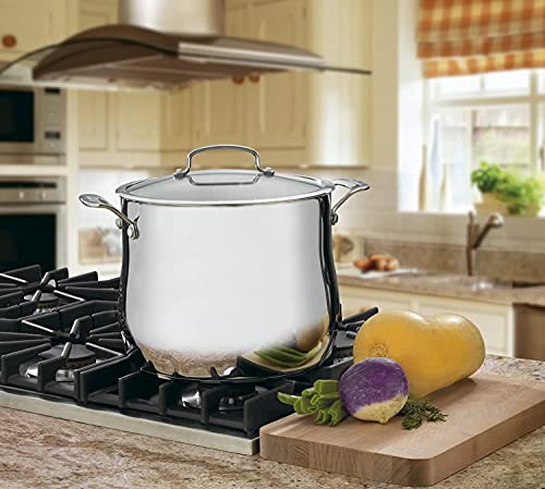 Cuisinart Contour Stainless Steel 12-Quart Stockpot with Glass Cover, Silver