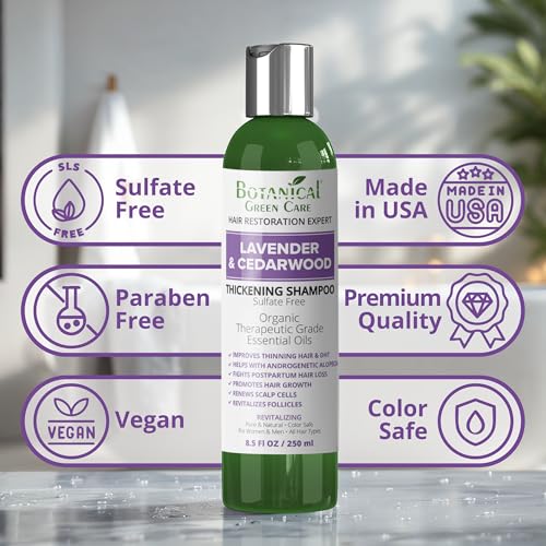 Natural Thickening Shampoo for Thinning Hair - Biotin & Cedarwood for Men & Women