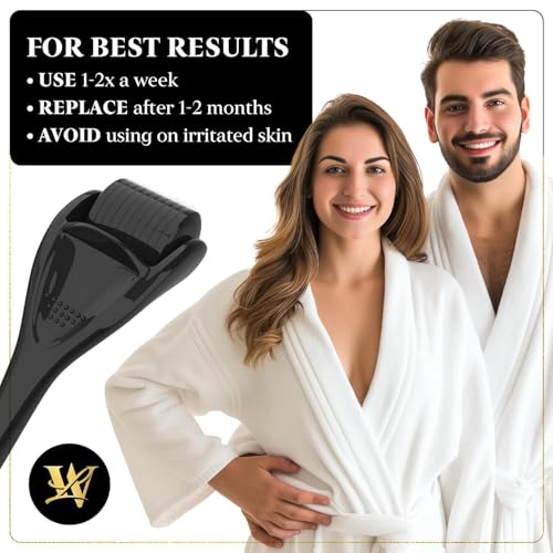 Derma Roller for Skin, Hair & Beard ? Women and Men Titanium Microneedling Roller for Face & Scalp, Safe & Easy to Use 0.25mm