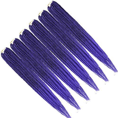 Mayloss 24 Inch Purple T1B Crochet Hair Extensions 6 Pack - Thin Synthetic Braid
