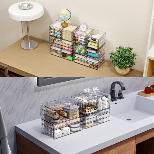 Large 6-Drawer Acrylic Stackable Organizer Set - Clear Makeup & Storage Bins