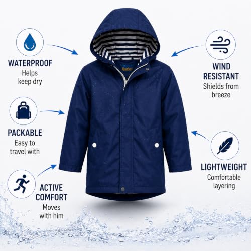 iXtreme Boys Waterproof Hooded Rain Jacket Windbreaker - Navy, Size 4