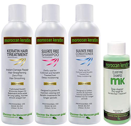 Moroccan Keratin Gold Series Brazilian Hair Treatment Set 7.5 Fl Oz x4 - Smoothing & Straightening