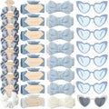 White & Dusty Blue Headband 32pcs - Bridesmaid Scrunchies, Hair Clips & Sunglasses Set for Wedding & Bachelorette Favors
