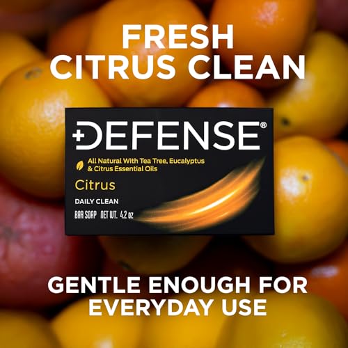 Defense Soap Citrus Bar 3PK - Natural All-Natural Body Wash with Tea Tree & Eucalyptus, 4.2 oz Each - Variation: Citrus / 4.2 Ounce Pack of 3