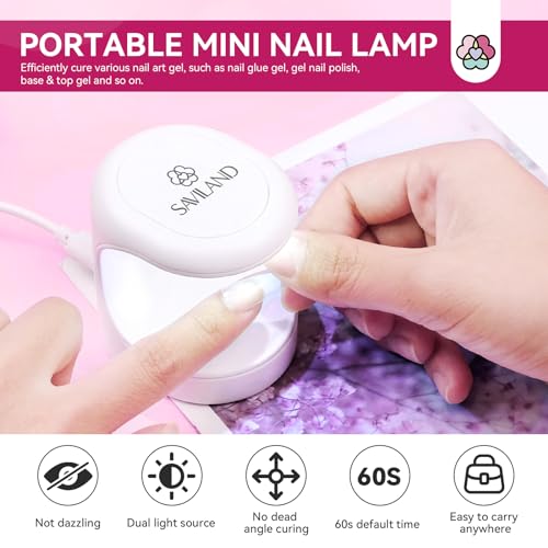 SAVILAND Builder Nail Gel Kit with Nail Drill – 18 Pieces, 6 Colors, UV Lamp, Nail Tips & Tools