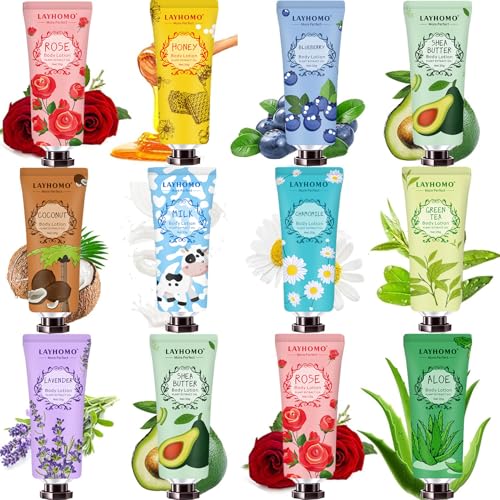 12 Pack Body Lotion Gift Set for Women,Natural Fragrance Body Care Cream Moisturizing Travel Size Body Lotion With Shea Butter and Aloe,Bulk Body Lotion Sets,Galentines Day Gifts,Valentines Gifts