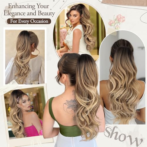 Drawstring Curly Ponytail Extension 26 Inch Natural Synthetic Hair for Daily Wear - RT4/12/613