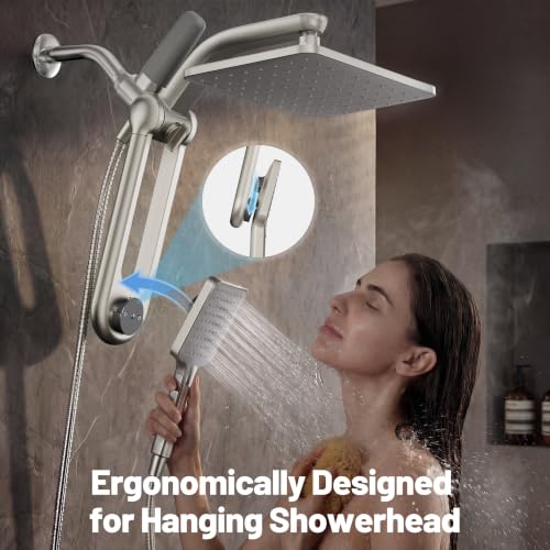 Brushed Nickel Dual Filtered Rainfall Handheld Showerhead Combo for Hard Water