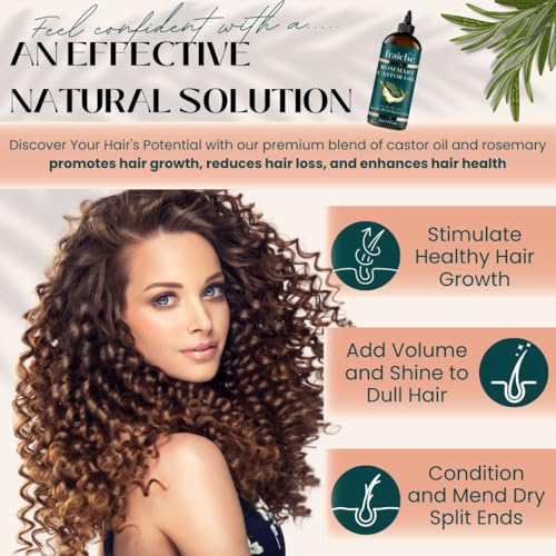 Live Fraiche Rosemary Castor Oil 16oz Pack of 2 for Hair Growth & Thickening