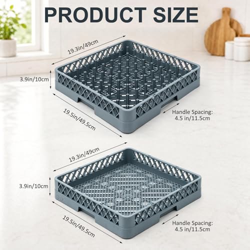 Maxdot 2 Pack Commercial Dishwasher Racks - Full Size 19.5" Plate & Flatware Set - Blue Gray Variation 2