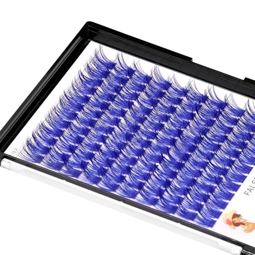 ¡æVAYATOR Wide Stem False Eyelashes Cluster 7Colors D Curl 10-18mm to Choose Individual Eyelash Extensions Eyelahes Clusters Lashes Clusters (Dark Blue-16mm)