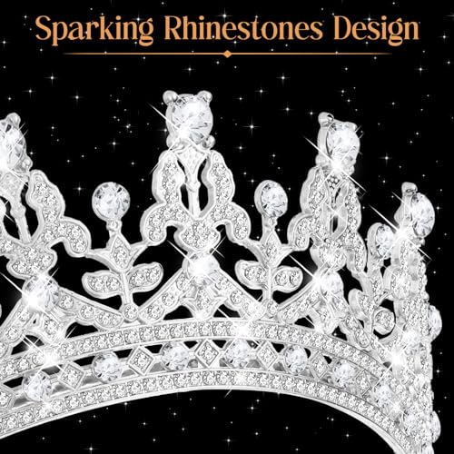 Silver Crown Tiara Set for Women with Comb | Bridal & Party Hair Accessories