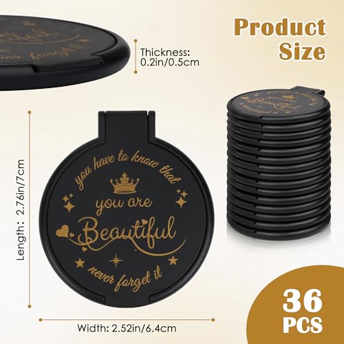 Windspeed 36Pcs Folding Black Compact Mirror Pack 2.4 in Black Mini Pocket Mirror for Purse, Pocket, Small Appreciation Gifts for Women