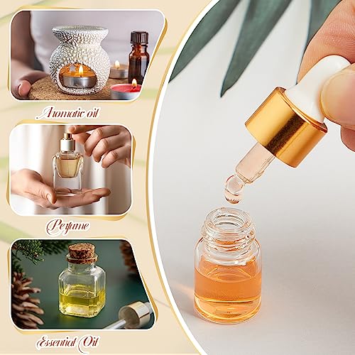 Mini Glass Oil Dropper Bottles Set - 2ml Champagne Gold, Pack of 100