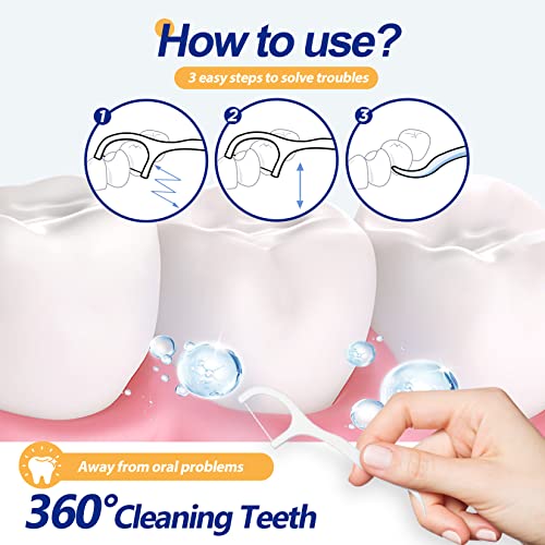 350 Count Dental Floss Picks and Interdental Toothpicks Pack of 3 - Strong & Gentle Oral Care
