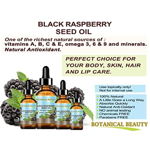 Botanical Beauty BLACK RASPBERRY SEED OI 100% Pure Natural Undiluted Virgin Unrefined Cold Pressed Carrier Oil for Face, Skin, Hair, Lip, Nails (4 Fl Oz 120 ml)