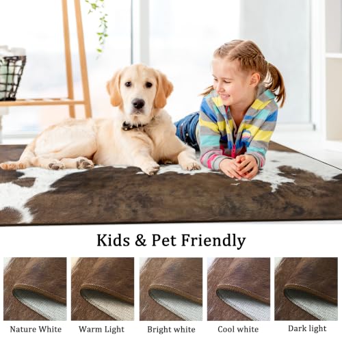 Foxmas 6x9 Brown Cow Print Rug - Southwestern Animal Pattern, Non-Slip, Machine Washable - Variation of THIS listing
