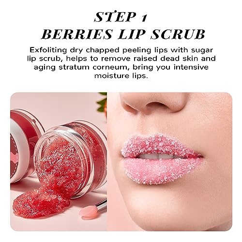 Lip Scrub & Lip Mask Set, Overnight Treatment Lip Care Products, Daily Lip Gift Set for Girls, Moisturize & Nourish, Dry Cracked Lips, Intense Hydration with Vitamin C, Overnight Lip Mask