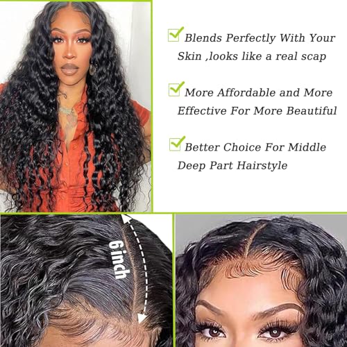 Brazilian Deep Wave Lace Closure 2x6 Inch Human Hair 16 Inch Natural Style - 1b Variation