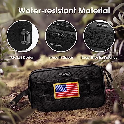 TACTICISM Large Black Toiletry Bag for Men and Small Brown Dopp Kit, Bundle Sales
