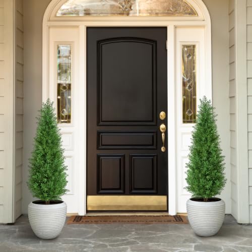 4FT Artificial Cedar Topiary Tree with Ground Spike - Realistic Fake Plant for Indoor & Outdoor Decor