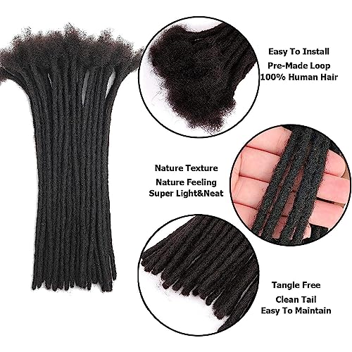 Human Hair Dreadlock Extensions 4 Inch 20 Strands Natural Black 0.6cm - Handmade Loc Extensions
