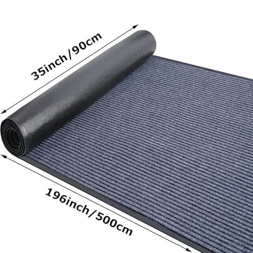 Grey Commercial Grade Door Floor Mat 3' x 16.4' Non Slip Waterproof Entryway Rug