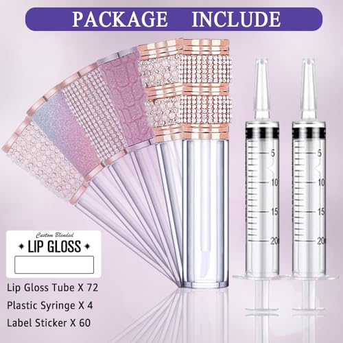 72pcs Lip Gloss Tubes with Wands - 5ml Empty Cosmetic Containers for DIY Lip Makeup