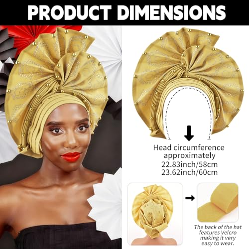 African Nigerian Gele Head Wrap for Women - Wedding & Party Turban