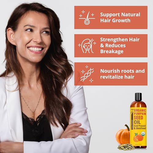 Organic Pumpkin Seed Oil for Hair & Skin - 16oz Cold-Pressed Moisturizer