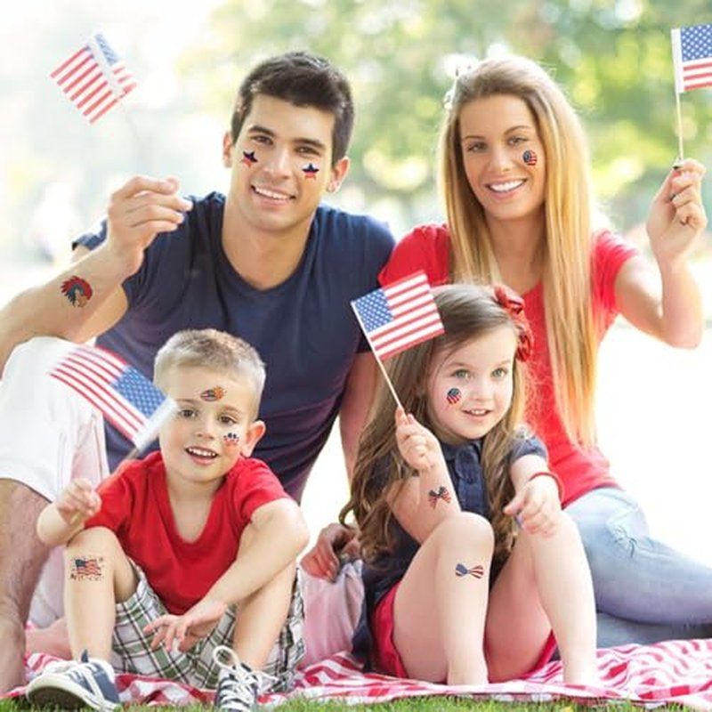 4th of July Tattoos Half Arm Independence Day Fake Tattoo Face Tattoos American Flag Temporary Tattoos for Men Women Kids Party Favor,Half Arm Tattoo