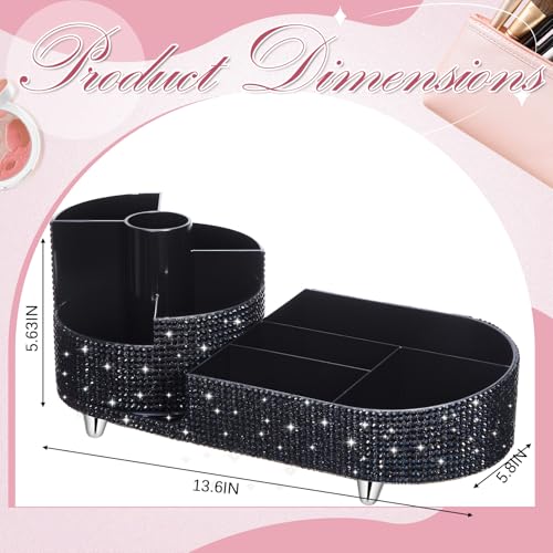 Resholder Black Rhinestone Rotating Makeup Organizer - Stylish Vanity Storage