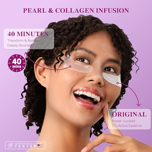 Hyaluronic Acid Collagen Under Eye Patches - 12 Pairs Deep Hydrating Eye Mask for Puffiness & Dark Circles - All-Day Moisture