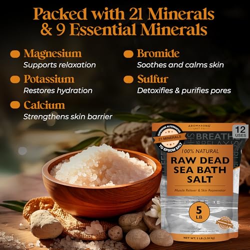 Unscented 80oz Aromasong Dead Sea Bath Salt - Pure Mineral Soak & Relaxation
