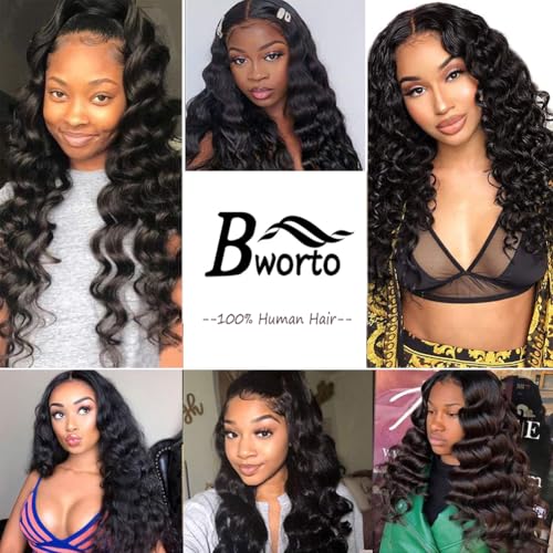 Natural Black 20 Inch Deep Wave Lace Front Wig Human Hair Pre Plucked 13x4 for Black Women