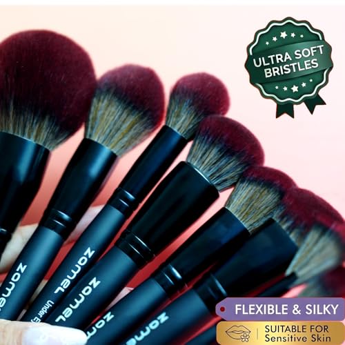 26-Piece Matte Black Makeup Brush Set with Travel Bag - Ultra Soft Goat & Synthetic Hair