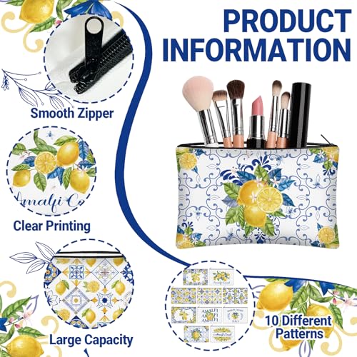 KOPOOEOE Lemon Porcelain Canvas Makeup Bags 30 Pcs Romantic Cosmetic Pouches