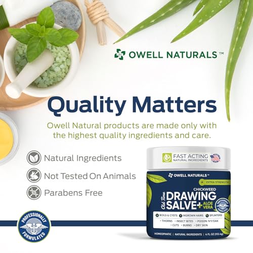 OWELL Naturals Drawing Salve ? Fast Acting for Ingrown Hairs, Boils, Bumps, Cysts & Splinters ? Clear Non-Staining Formula for Bikini Line, Underarms & Sensitive Skin ? 4 oz
