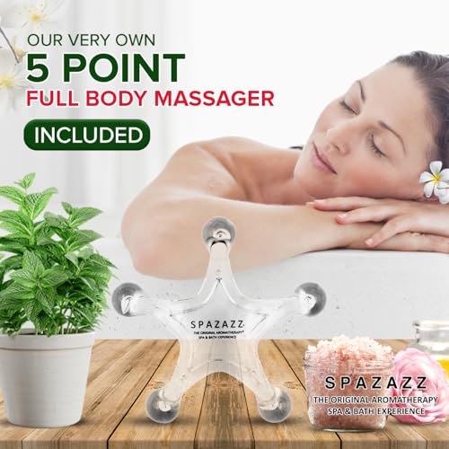Spazazz RX Therapy Joint & Muscle Spa Salts with 5-Point Handheld Massager | Aromatherapy Bath Crystals