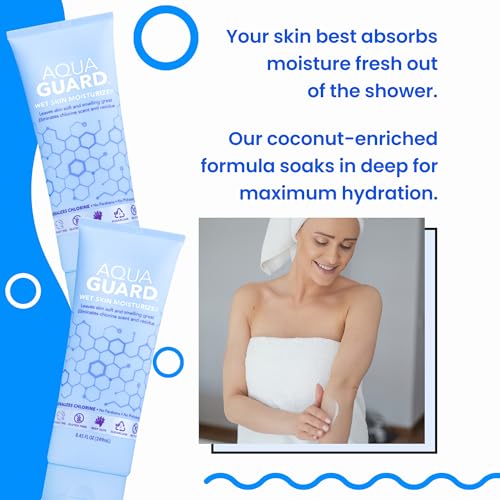 AQUA GUARD After-Swim Wet Skin Moisturizer 2-Pack - In-Shower Lotion, Chlorine Neutralizer