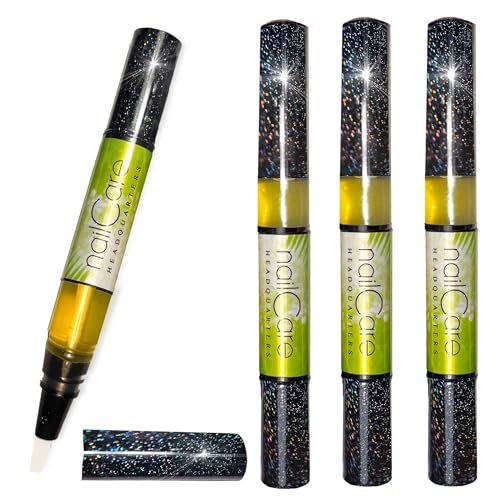 Cuticle Oil Pen for Nails - Nail Strengthener & Growth Oil and Serum for Damaged Nails, Hangnails w/Jojoba cuticle oil?Coconut Lime Verbena Fragrance - Holographic Glitter Pens 4-Pack